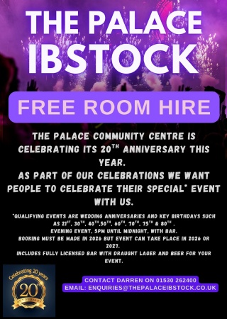 Palace 20th Anniversary Offer at The Palace Ibstock